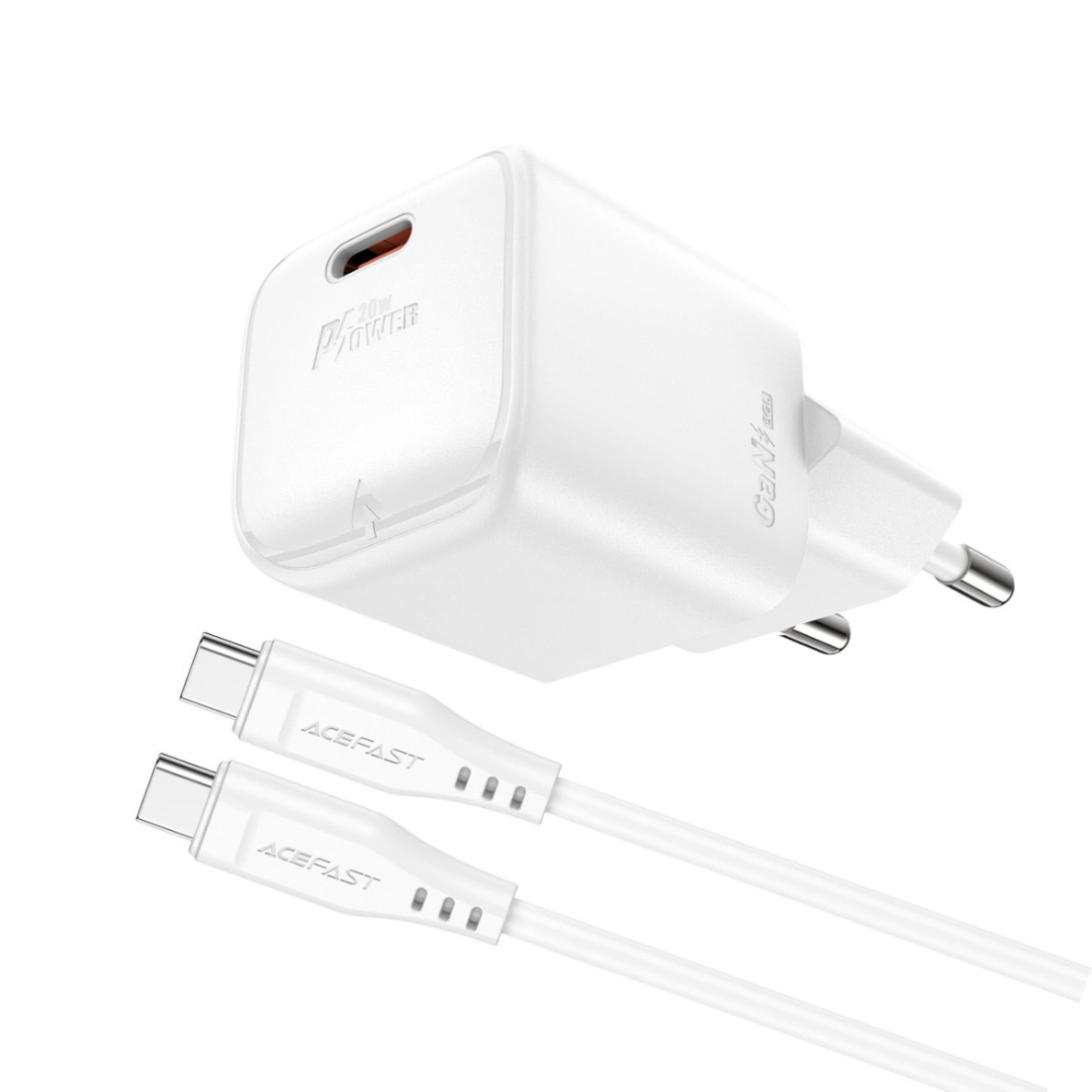 Acefast A73 Mini PD 20W GaN wall Įkroviklis + USB-C kabelis - baltas 1 Acefast A73 Mini PD 20W GaN wall Įkroviklis + USB-C kabelis - baltas 1