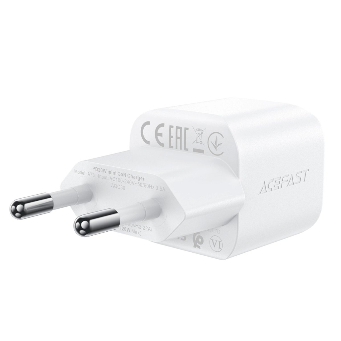 Acefast A73 Mini PD 20W GaN wall Įkroviklis + USB-C kabelis - baltas 2 Acefast A73 Mini PD 20W GaN wall Įkroviklis + USB-C kabelis - baltas 2