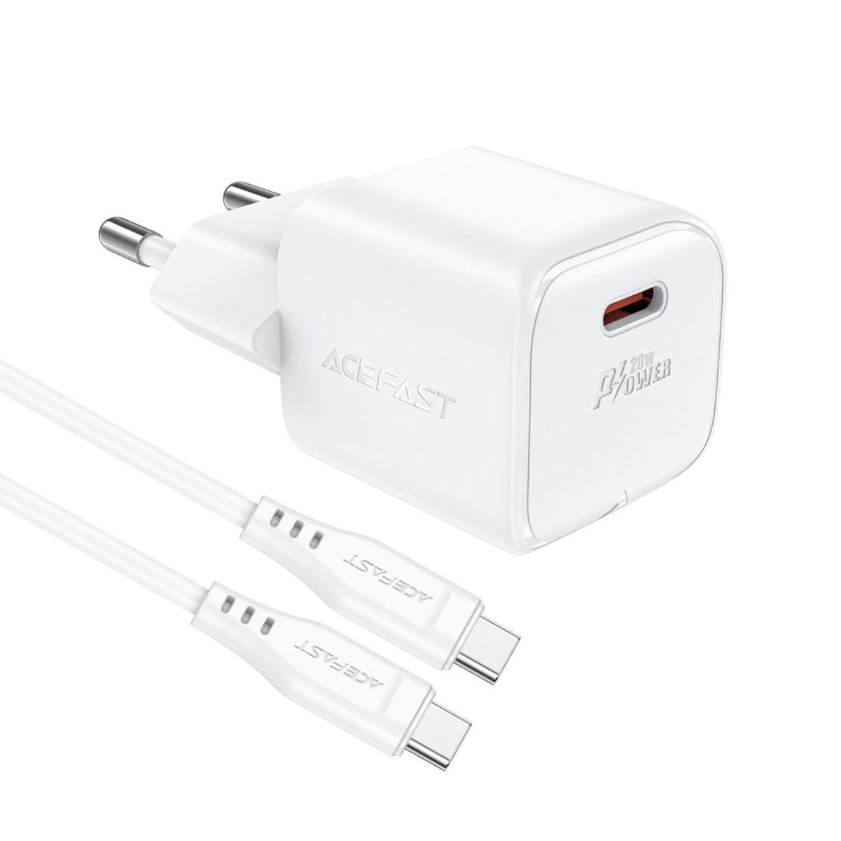 Acefast A73 Mini PD 20W GaN wall Įkroviklis + USB-C kabelis - baltas 3 Acefast A73 Mini PD 20W GaN wall Įkroviklis + USB-C kabelis - baltas 3
