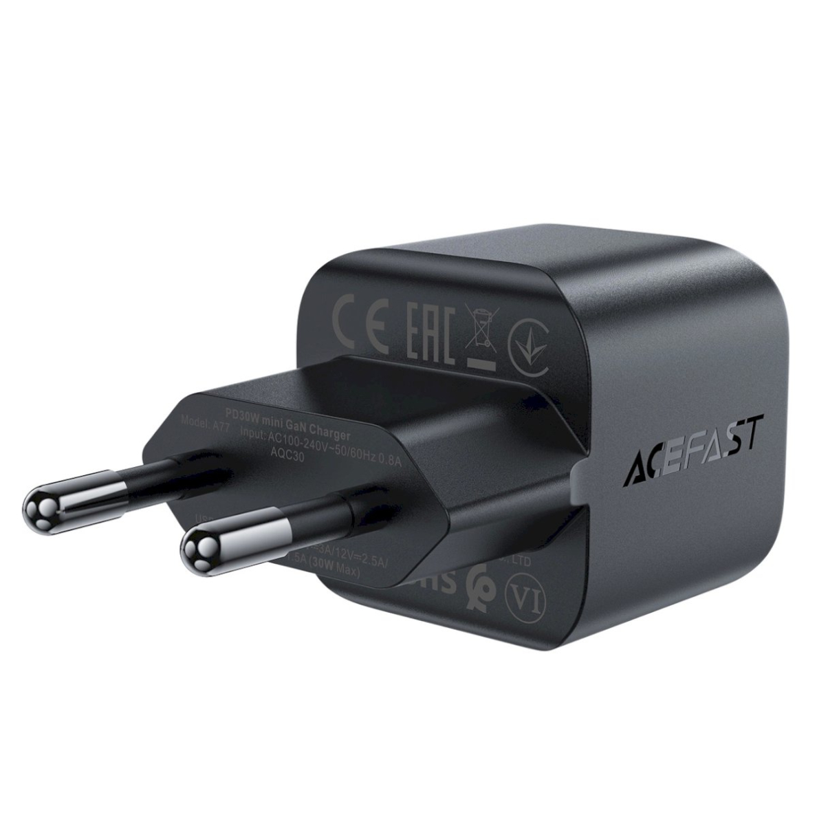 Acefast A77 Mini PD 30W GaN USB-C wall Įkroviklis - Juodas 2 Acefast A77 Mini PD 30W GaN USB-C wall Įkroviklis - Juodas 2