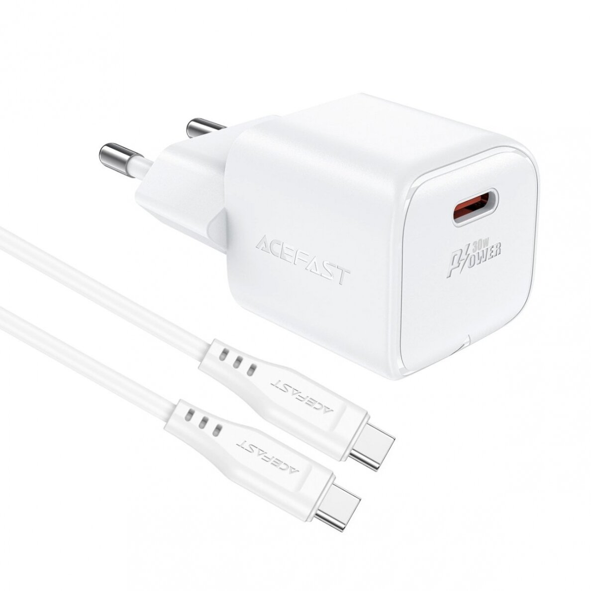 Acefast A77 Mini PD 30W GaN wall Įkroviklis + USB-C kabelis - baltas 3 Acefast A77 Mini PD 30W GaN wall Įkroviklis + USB-C kabelis - baltas 3