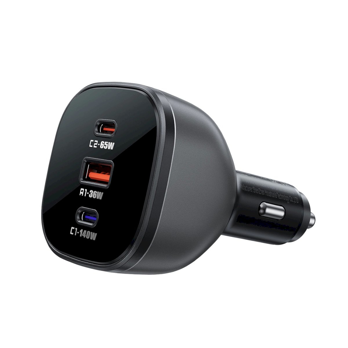 Acefast B14 165W automobilinis įkroviklis 2x USB-C + 1x USB-A – juodas 1