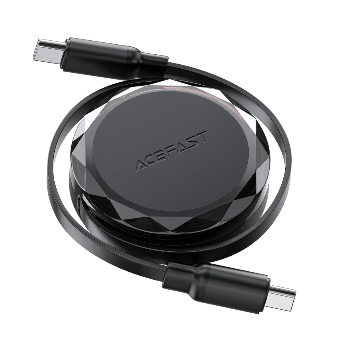 Acefast C13-03 USB-C / USB-C 60W ištraukiamas kabelis – juodas