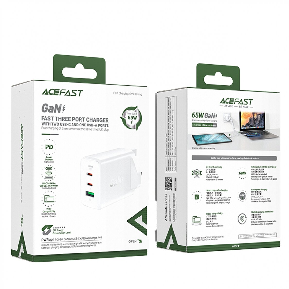 Acefast charger GaN 65W 3 ports (1xUSB, 2xUSB C PD) UK plug Baltas (A44) 5 Acefast charger GaN 65W 3 ports (1xUSB, 2xUSB C PD) UK plug Baltas (A44) 5