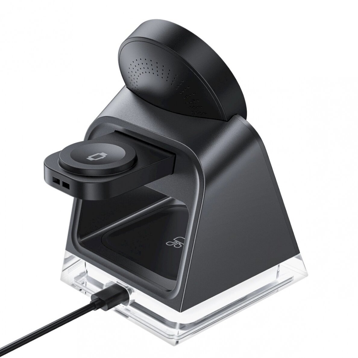 Acefast E17 MagSafe 3in1 inductive Įkroviklis  + USB-A USB-C kabelis - Juodas 1