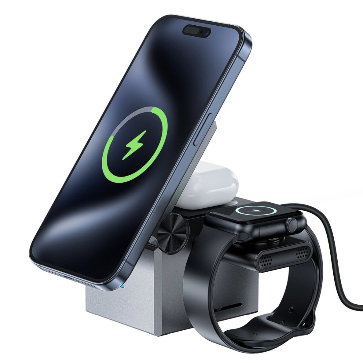 Acefast E18 3in1 indukcinis įkroviklis Rubiko kubo formos – juodas 2