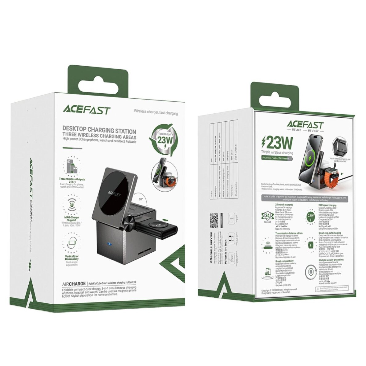 Acefast E18 3in1 indukcinis įkroviklis Rubiko kubo formos – juodas 4 Acefast E18 3in1 indukcinis įkroviklis Rubiko kubo formos – juodas 4