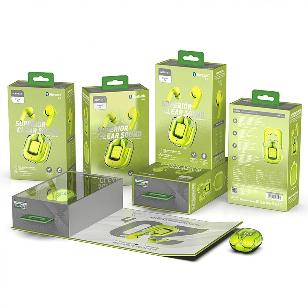 Ausinės Acefast in -ear wireless headphones TWS Bluetooth Žalios (T6 youth green) 16 Ausinės Acefast in -ear wireless headphones TWS Bluetooth Žalios (T6 youth green) 16