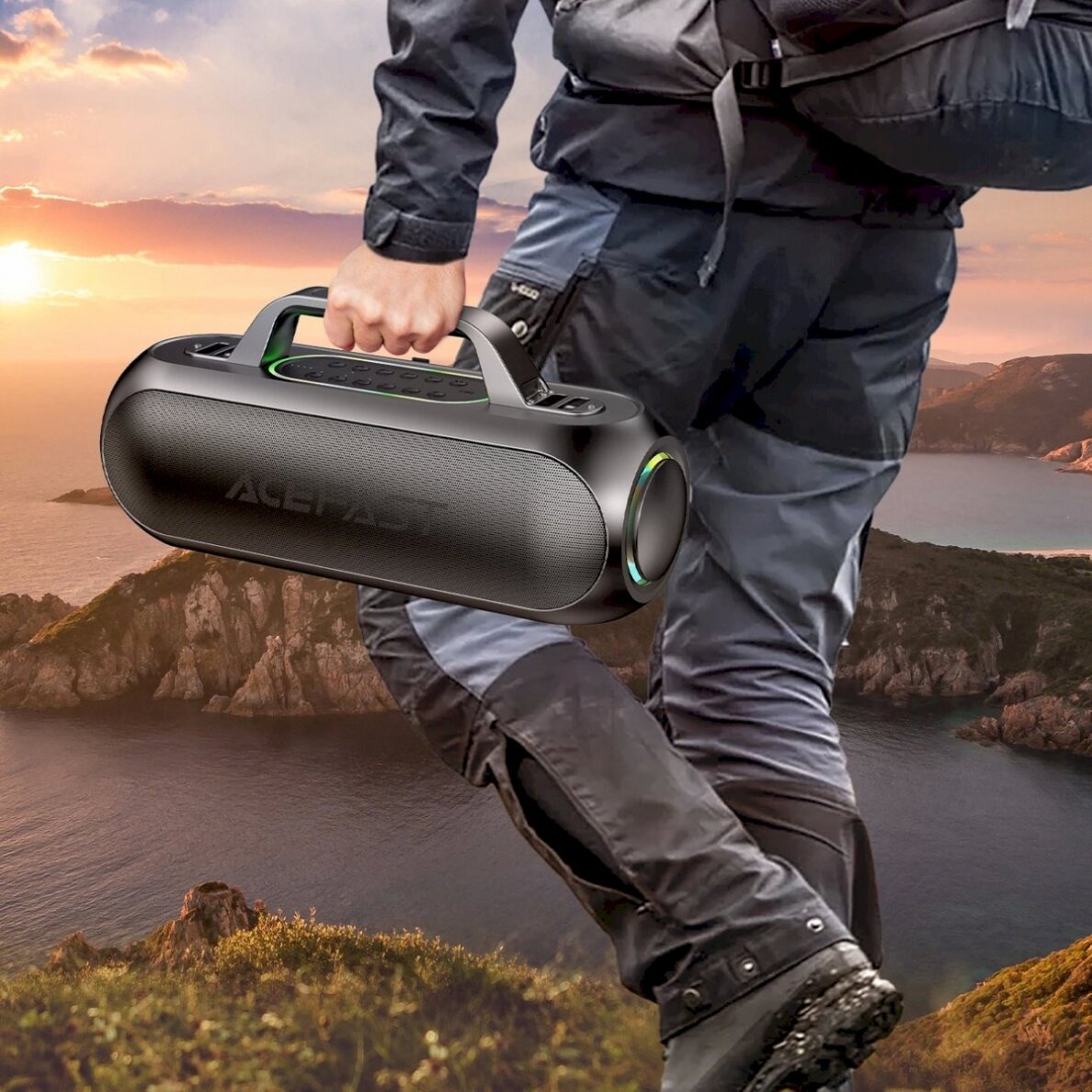 Acefast K1 belaidė karaoke kolonėlė su 2 mikrofonais – juoda 11