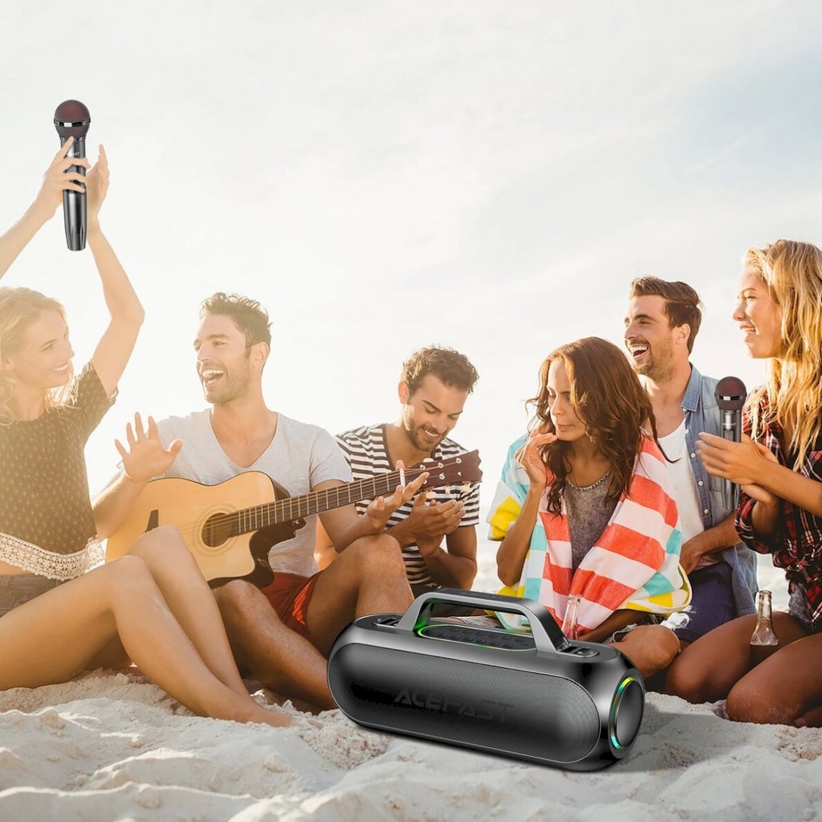 Acefast K1 belaidė karaoke kolonėlė su 2 mikrofonais – juoda 12 Acefast K1 belaidė karaoke kolonėlė su 2 mikrofonais – juoda 12