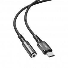 Audio adapteris Acefast USB Type C - 3.5mm mini jack (female) 18cm, AUX Juodas (C1-07)