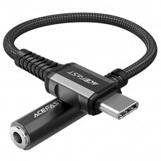 Audio adapteris Acefast USB Type C - 3.5mm mini jack (female) 18cm, AUX Juodas (C1-07)