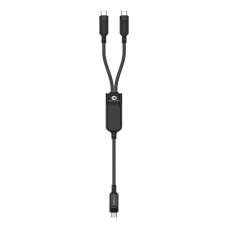 Acefast C5 USB-C / USB-C + USB-C 2in1 kabelis 100W 480Mb/s – juodas