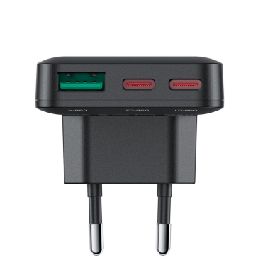 Acefast A100 65W GaN 2x USB-C + USB-A ultra plonas įkroviklis – juodas 3
