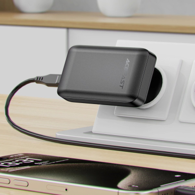 Acefast A100 65W GaN 2x USB-C + USB-A ultra plonas įkroviklis – juodas 8