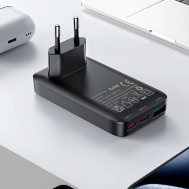 Acefast A100 65W GaN 2x USB-C + USB-A ultra plonas įkroviklis – juodas 9