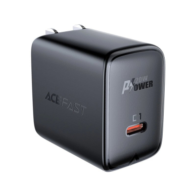Acefast A3 PD20W sieninis įkroviklis su USB-C, US kištukas – juodas 1