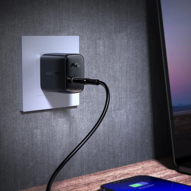 Acefast A3 PD20W sieninis įkroviklis su USB-C, US kištukas – juodas 4