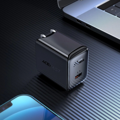 Acefast A3 PD20W sieninis įkroviklis su USB-C, US kištukas – juodas 5