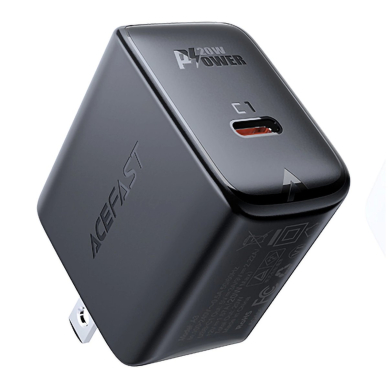 Acefast A3 PD20W sieninis įkroviklis su USB-C, US kištukas – juodas