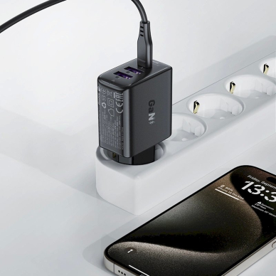 Acefast A57 PD 35W GaN Įkroviklis 2 x USB-A + USB-C 3 ports - Juodas 4 Acefast A57 PD 35W GaN Įkroviklis 2 x USB-A + USB-C 3 ports - Juodas 4