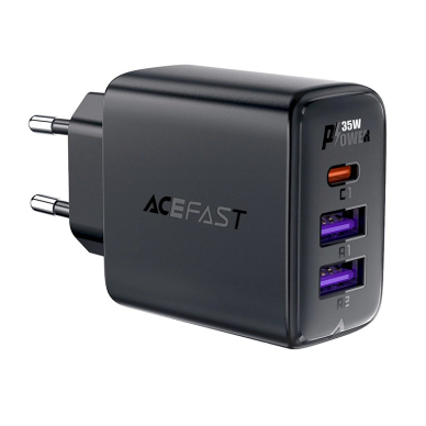 Acefast A57 PD 35W GaN Įkroviklis 2 x USB-A + USB-C 3 ports - Juodas Acefast A57 PD 35W GaN Įkroviklis 2 x USB-A + USB-C 3 ports - Juodas