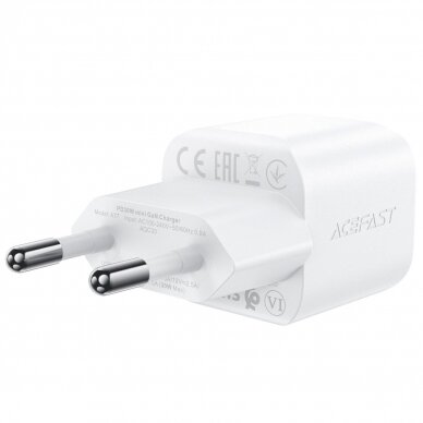 Acefast A77 Mini PD 30W GaN wall Įkroviklis + USB-C kabelis - baltas 2 Acefast A77 Mini PD 30W GaN wall Įkroviklis + USB-C kabelis - baltas 2