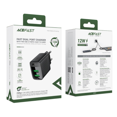 Acefast A86 2x USB-A 12W tinklo įkroviklis – juodas 5