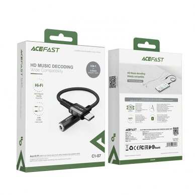 Audio adapteris Acefast USB Type C - 3.5mm mini jack (female) 18cm, AUX Juodas (C1-07) 4