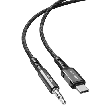 Audio kabelis Acefast USB Type C - 3.5mm mini jack (male) 1.2m, AUX Juodas (C1-08) 1