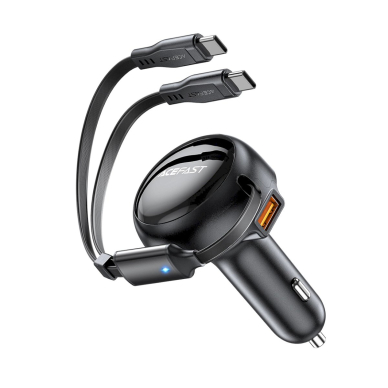 Acefast B13 53W automobilinis įkroviklis USB-A / 2x USB-C, su ištraukiamu kabeliu – juodas 1