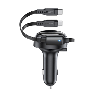 Acefast B13 53W automobilinis įkroviklis USB-A / 2x USB-C, su ištraukiamu kabeliu – juodas 2