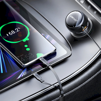 Acefast B13 53W automobilinis įkroviklis USB-A / 2x USB-C, su ištraukiamu kabeliu – juodas 6