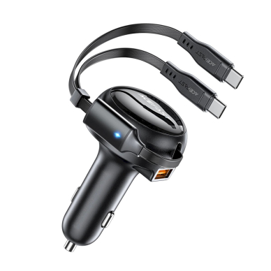 Acefast B13 53W automobilinis įkroviklis USB-A / 2x USB-C, su ištraukiamu kabeliu – juodas