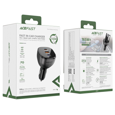 Acefast B14 165W automobilinis įkroviklis 2x USB-C + 1x USB-A – juodas 4