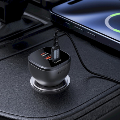 Acefast B14 165W automobilinis įkroviklis 2x USB-C + 1x USB-A – juodas 5