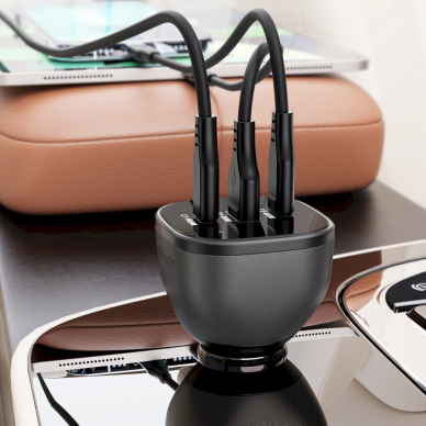 Acefast B14 165W automobilinis įkroviklis 2x USB-C + 1x USB-A – juodas 6