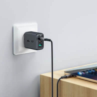 Acefast C1-09 USB-C / USB-C USB4 PD3.1 kabelis 5A 1 m – pilkai juodas 5