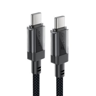 Acefast C12 USB-C / USB-C PD kabelis 60W 480Mb/s, nailoninis – juodas 1