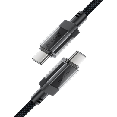 Acefast C12 USB-C / USB-C PD kabelis 60W 480Mb/s, nailoninis – juodas 3