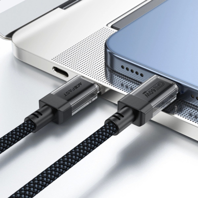 Acefast C12 USB-C / USB-C PD kabelis 60W 480Mb/s, nailoninis – juodas 4