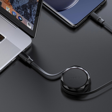 Acefast C13-03 USB-C / USB-C 60W ištraukiamas kabelis – juodas 4