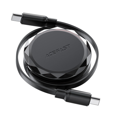 Acefast C13-03 USB-C / USB-C 60W ištraukiamas kabelis – juodas Acefast C13-03 USB-C / USB-C 60W ištraukiamas kabelis – juodas