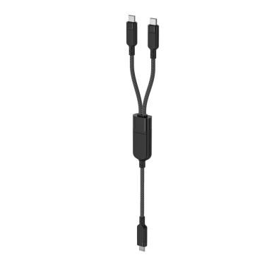 Acefast C5 USB-C / USB-C + USB-C 2in1 kabelis 100W 480Mb/s – juodas 1