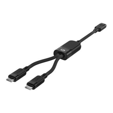 Acefast C5 USB-C / USB-C + USB-C 2in1 kabelis 100W 480Mb/s – juodas 2