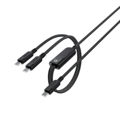 Acefast C5 USB-C / USB-C + USB-C 2in1 kabelis 100W 480Mb/s – juodas 3
