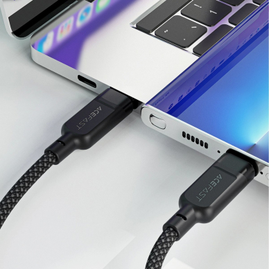 Acefast C5 USB-C / USB-C + USB-C 2in1 kabelis 100W 480Mb/s – juodas 6