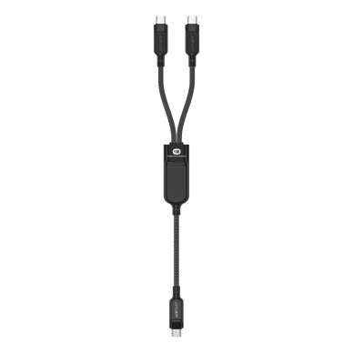 Acefast C5 USB-C / USB-C + USB-C 2in1 kabelis 100W 480Mb/s – juodas