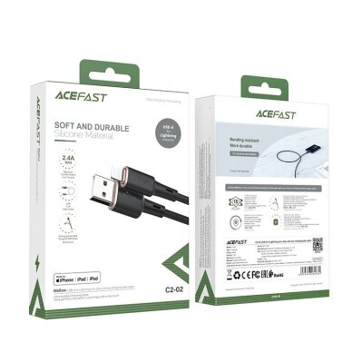 Kabelis Acefast MFI USB - Lightning 1.2m, 2.4A Juodas (C2-02) 4