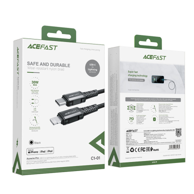 Kabelis Acefast MFI USB Type C - Lightning 1.2m Juodas (C1-01) 4 Kabelis Acefast MFI USB Type C - Lightning 1.2m Juodas (C1-01) 4